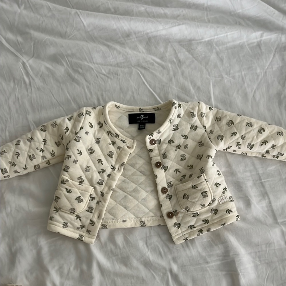7 For All Mankind Cream Quilted Kids Jacket